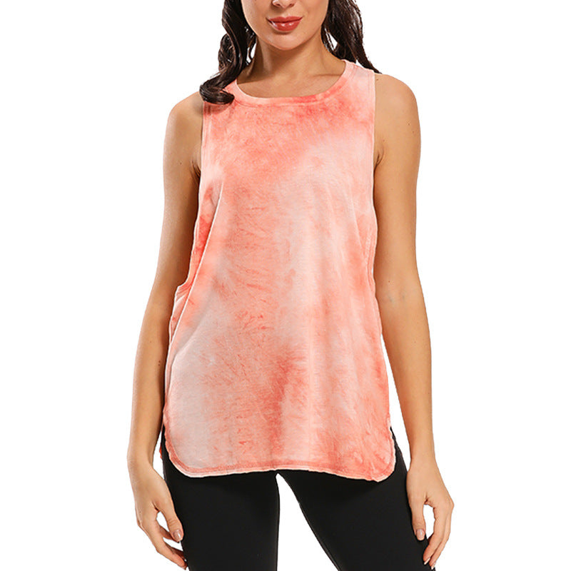 New Tie-Dye Printed Women's Vest Quick-Drying Loose Yoga Fitness Tank Top