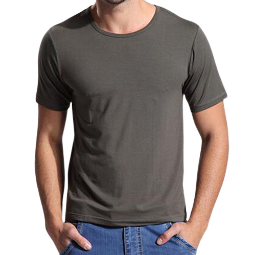 Solid Color Casual Bamboo Fiber Men's Round Neck T-shirt