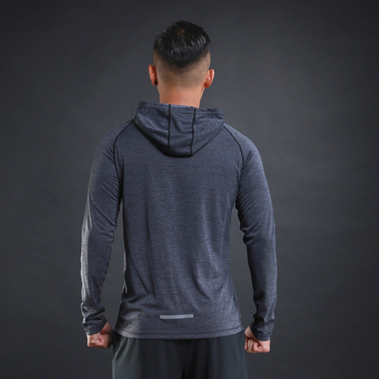 Autumn Gym Men Casual Long Sleeve Quick dry Hooded T Shirt