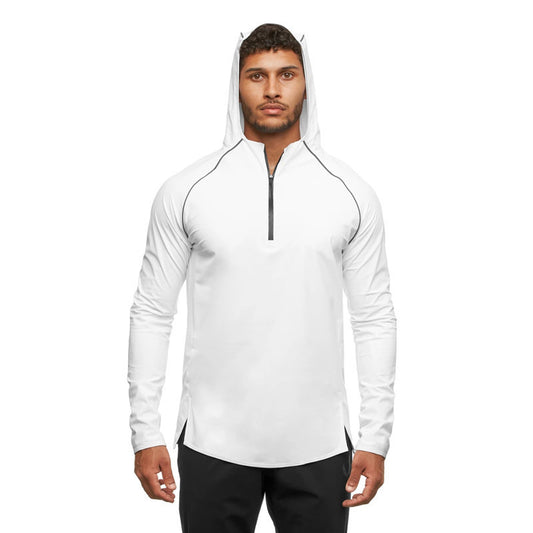 Zippered Half-Placket Hooded Windproof Breathable Long Sleeves