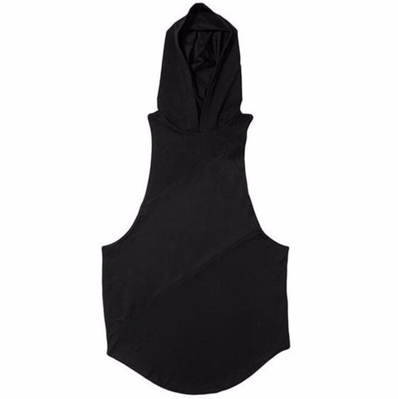 Hooded Fitness Mesh Men'S Cotton Vest Gym Workout Loose Tank Top