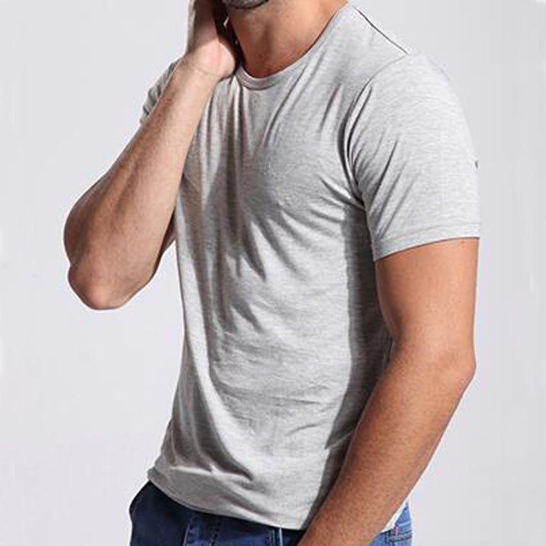 Solid Color Casual Bamboo Fiber Men's Round Neck T-shirt