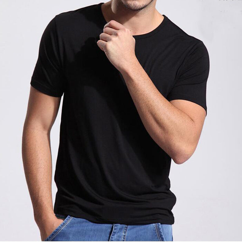 Solid Color Casual Bamboo Fiber Men's Round Neck T-shirt