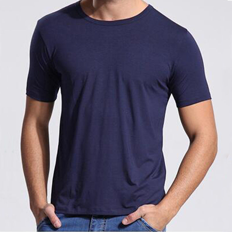 Solid Color Casual Bamboo Fiber Men's Round Neck T-shirt