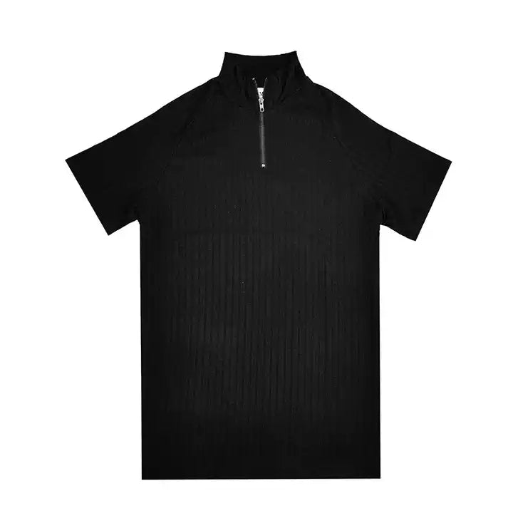 Casual Turtleneck Quick Dry Knitting ZipperThick Tight Fitted T Shirt For Men