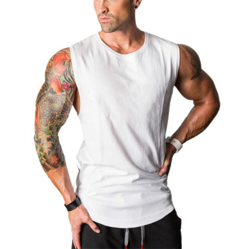 Tank Top Cotton Fitness Gym Knit Blank Running Men'S Sports Sleeveless T-Shirt