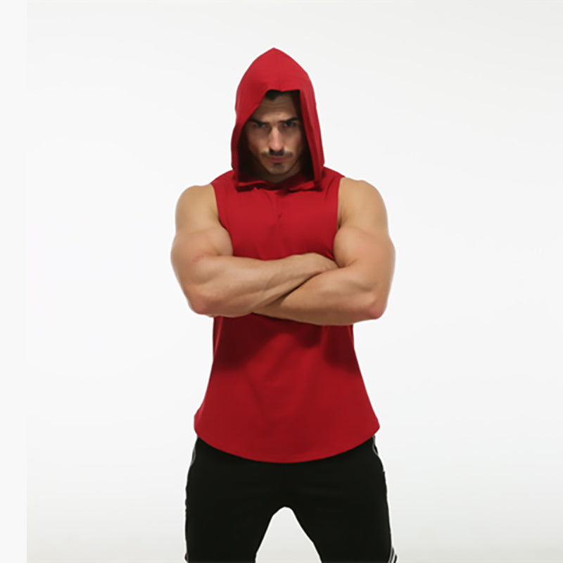 Spandex / Cotton Mens Hoodie Tank Top