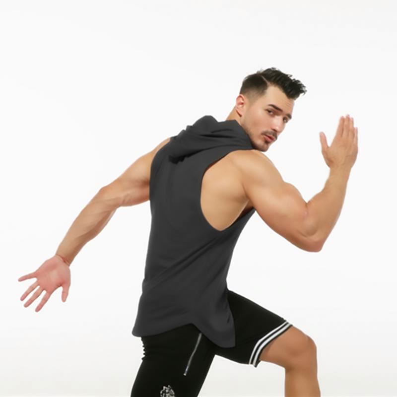 Spandex / Cotton Mens Hoodie Tank Top