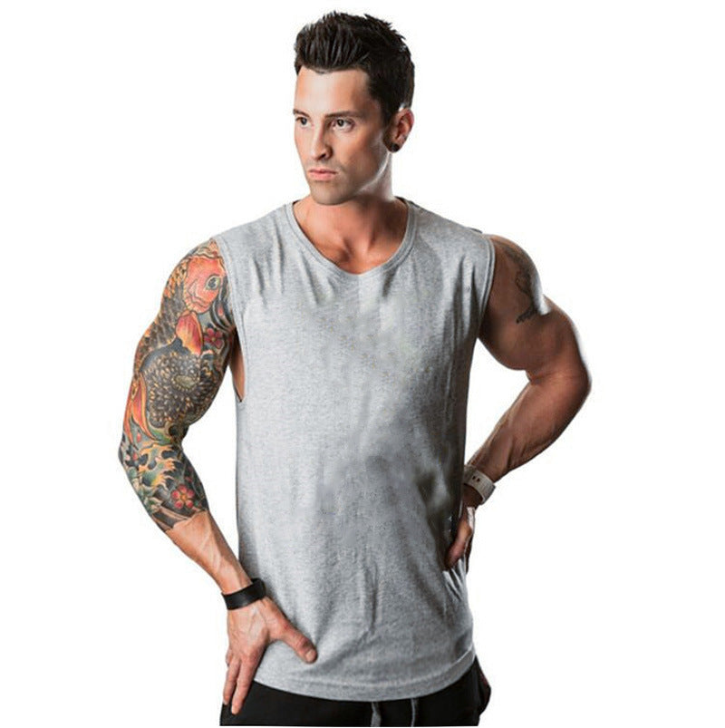 Tank Top Cotton Fitness Gym Knit Blank Running Men'S Sports Sleeveless T-Shirt