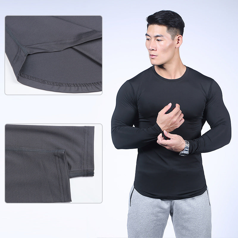 Fitness Men Quick Dry Running Gym Sports Training Sweat Long Sleeve tshirt