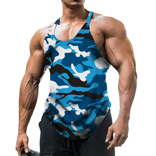 Sleeveless Camouflage Print Gym Vest