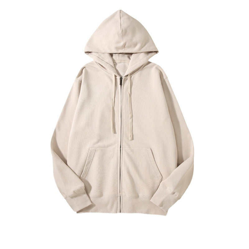 Unisex Oversized cream zipper hoodie