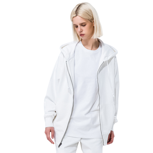 Unisex Oversized cream zipper hoodie