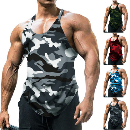 Sleeveless Camouflage Print Gym Vest