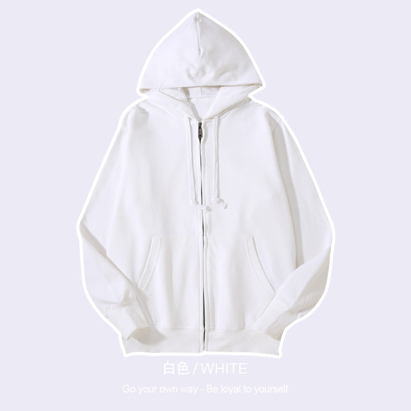 Unisex Oversized cream zipper hoodie