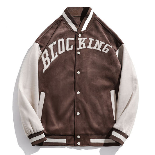 Suede Fabric Baseball Men's Jacket