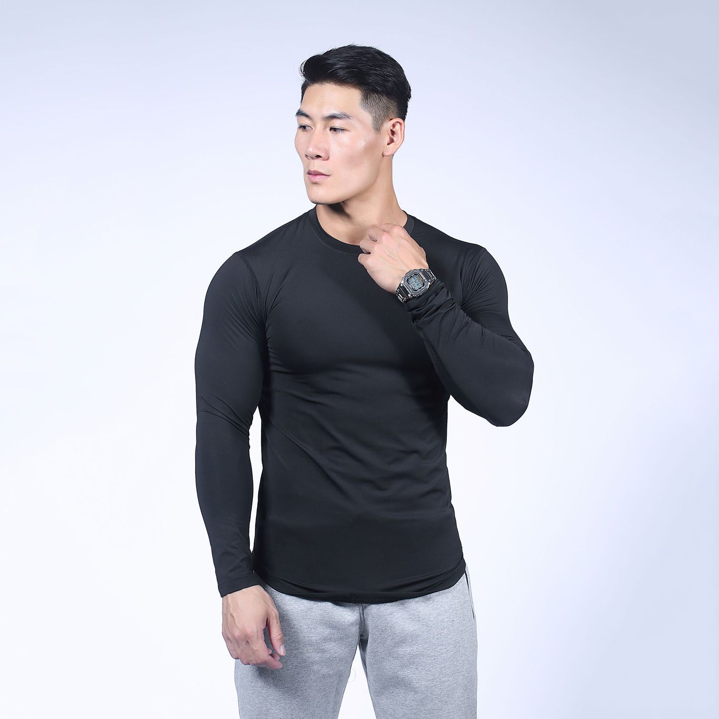 Fitness Men Quick Dry Running Gym Sports Training Sweat Long Sleeve tshirt