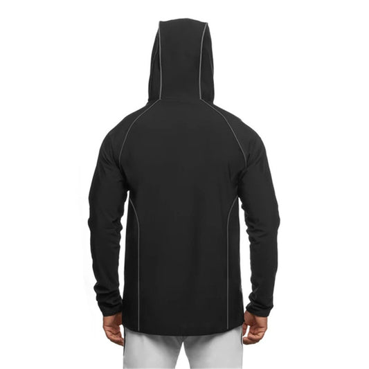 Zippered Half-Placket Hooded Windproof Breathable Long Sleeves