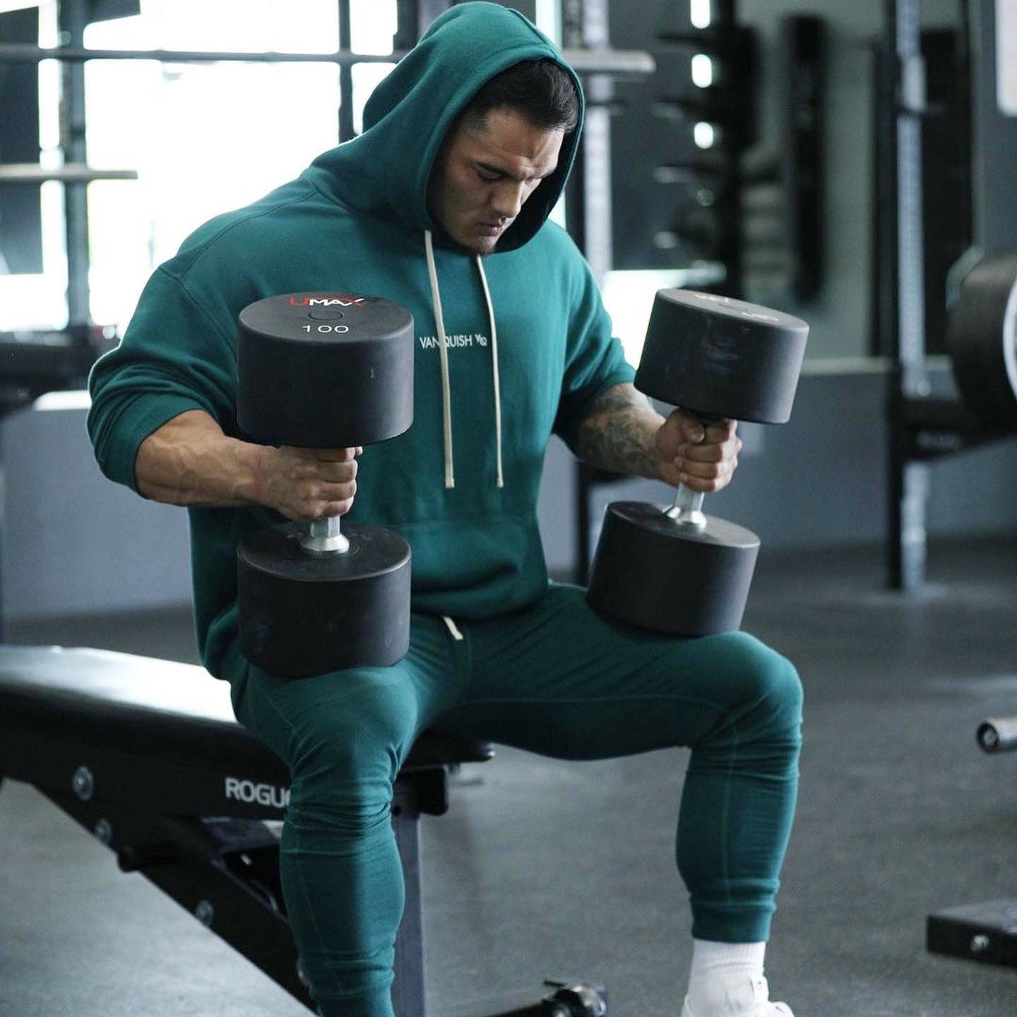 Sports Cotton Fleece Hoodie Set Fitness training suit